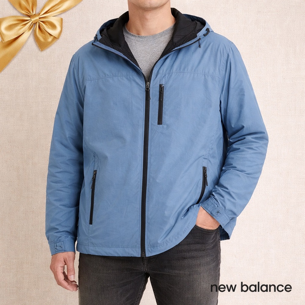 New Balance Water-Resistant Hooded Jacket Blue L NWT